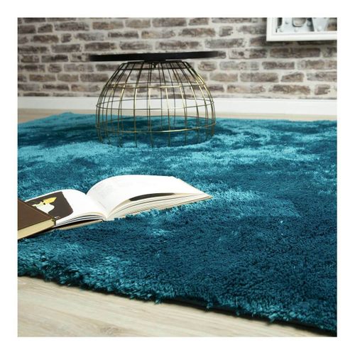 Tapis En Polyester Moelleux Calypso Bleu Pétrole 60x110