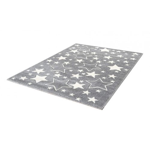 Tapis De Chambre Enfant Effet 3d Geomet Argenté 120x170