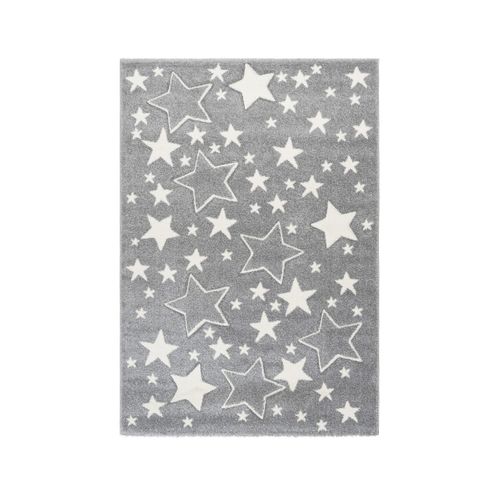 Tapis De Chambre Enfant Effet 3d Geomet Argenté 120x170