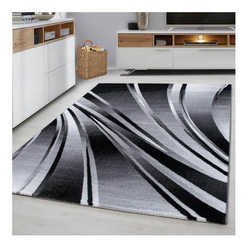 Tapis Courbe Moderne Pour Salon Rectangle Jursic Noir 160x230