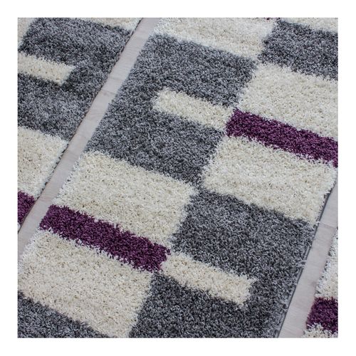 Tapis Shaggy Design Rectangle Géométrique Oficio Lilas 200x290