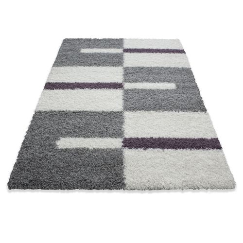 Tapis Shaggy Design Rectangle Géométrique Oficio Lilas 280x370