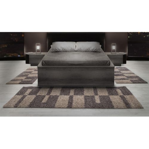Tapis Shaggy Design Rectangle Géométrique Oficio Taupe 240x340