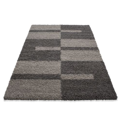 Tapis Shaggy Design Rectangle Géométrique Oficio Taupe 280x370
