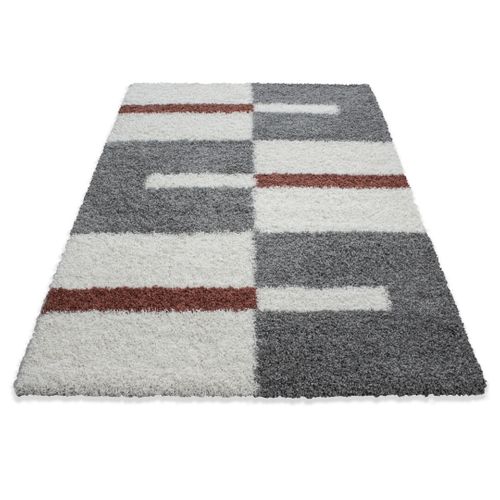 Tapis Shaggy Design Rectangle Géométrique Oficio Terre 280x370
