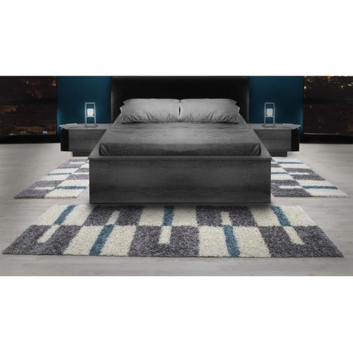 Tapis Shaggy Design Rectangle Géométrique Oficio Turquoise 240x340