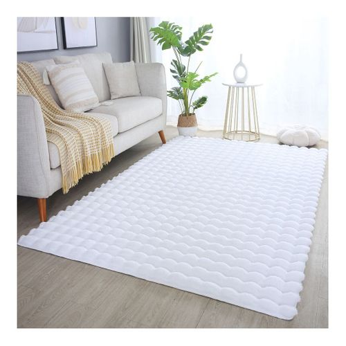 Tapis Moelleux Aspect 3d Uni Whisper Blanc 80x250