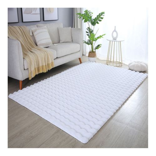 Tapis Moelleux Aspect 3d Uni Whisper Blanc 80x250