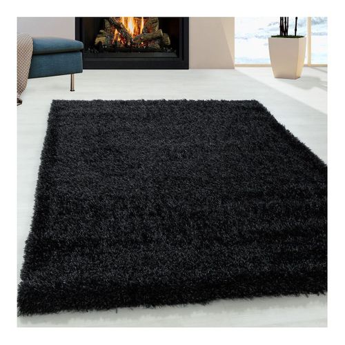 Tapis à Poils Longs Doux Uni Soda Noir 120x170