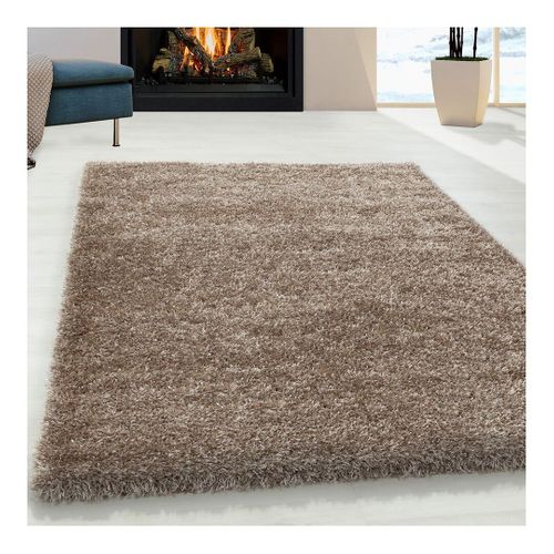Tapis à Poils Longs Doux Uni Soda Taupe 140x200