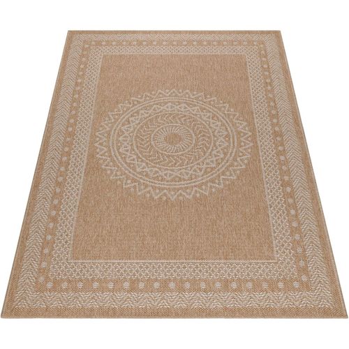 Tapis Graphique Plat Aspect Naturel Kenya Beige 80x250