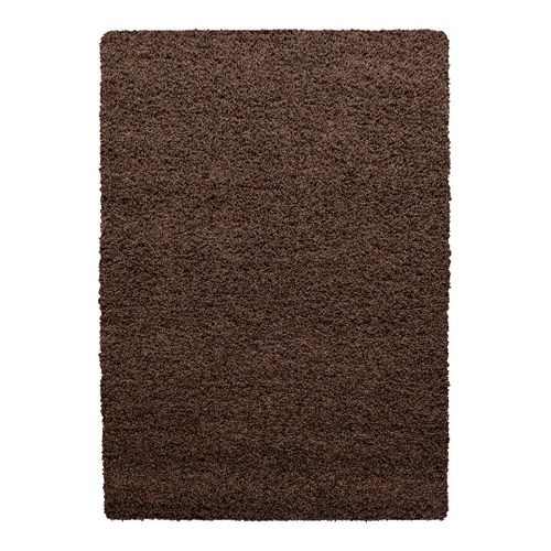 Tapis Uni à Longues Mèches Rectangle Swirls Marron 60x110