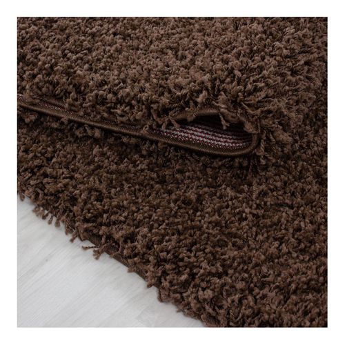Tapis Uni à Longues Mèches Rectangle Swirls Marron 60x110