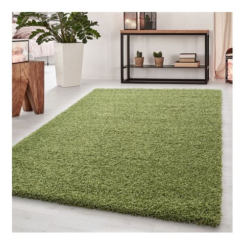 Tapis Uni à Longues Mèches Rectangle Swirls Vert 120x170