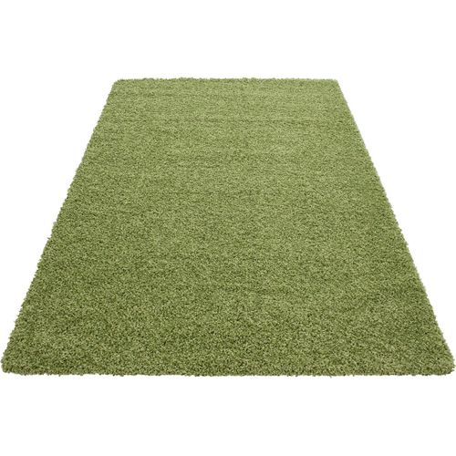 Tapis Uni à Longues Mèches Rectangle Swirls Vert 120x170