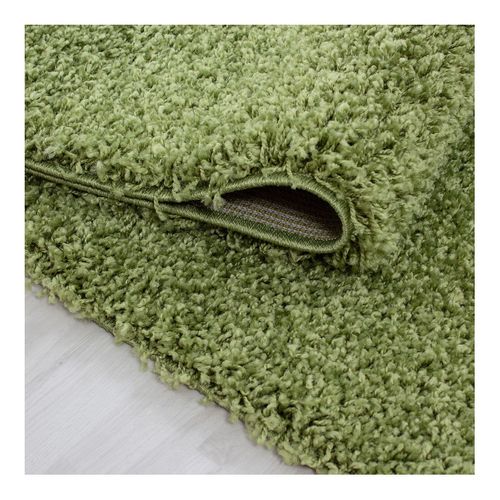 Tapis Uni à Longues Mèches Rectangle Swirls Vert 120x170