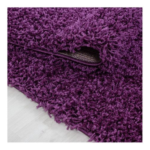 Tapis Uni à Longues Mèches Rectangle Swirls Violet 120x170