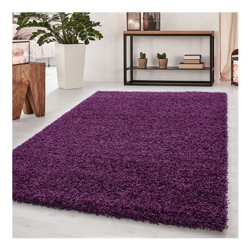 Tapis Uni à Longues Mèches Rectangle Swirls Violet 200x290