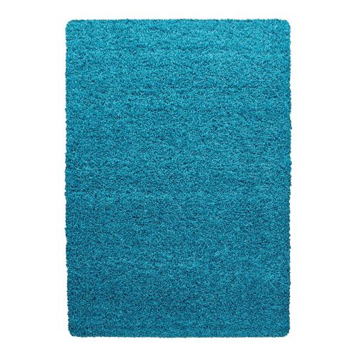 Tapis Uni à Longues Mèches Rectangle Swirls Turquoise 60x110