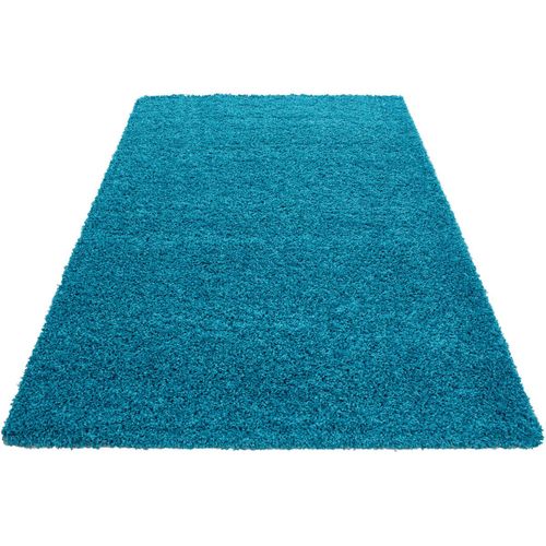 Tapis Uni à Longues Mèches Rectangle Swirls Turquoise 80x150
