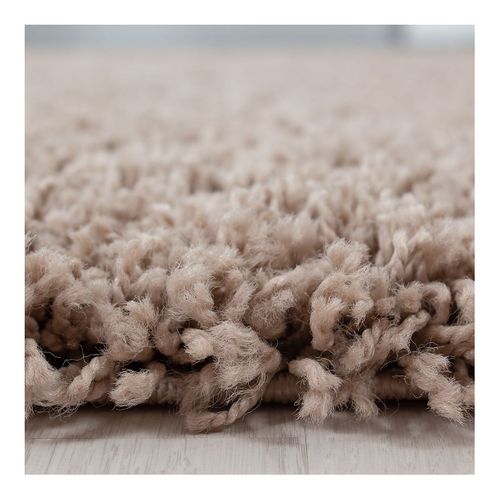 Tapis Uni à Longues Mèches Rectangle Swirls Beige 120x170