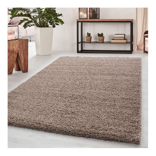 Tapis Uni à Longues Mèches Rectangle Swirls Beige 120x170