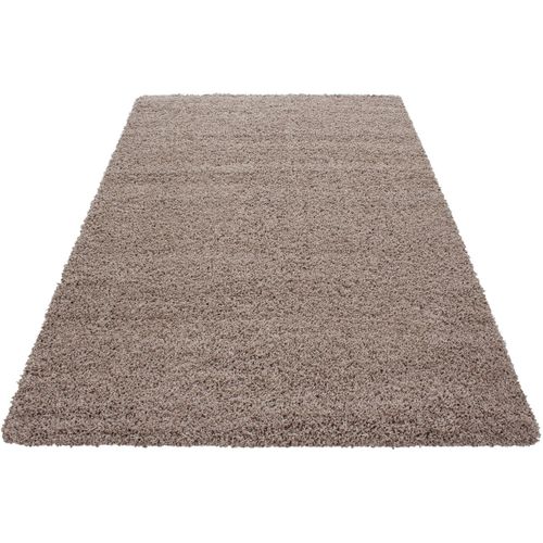 Tapis Uni à Longues Mèches Rectangle Swirls Beige 120x170