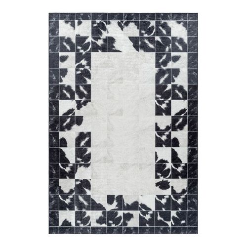 Tapis Imitation Cuir Pachwork Lavable En Machine Stars Noir 140x200