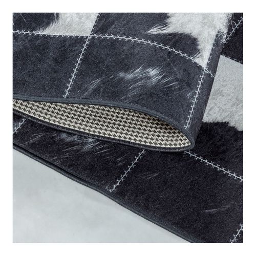 Tapis Imitation Cuir Pachwork Lavable En Machine Stars Noir 140x200