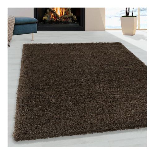 Tapis Shaggy Moelleux Uni Rectangle Cloudy Marron 200x290