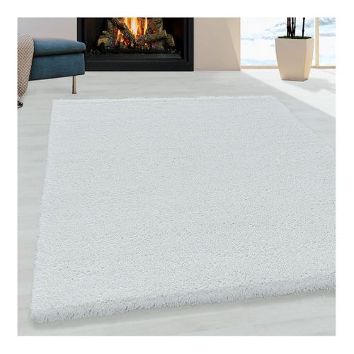 Tapis Shaggy Moelleux Uni Rectangle Cloudy Blanc 240x340