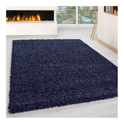 Tapis Uni Shaggy Rectangle Aimee Bleu Marine 120x170