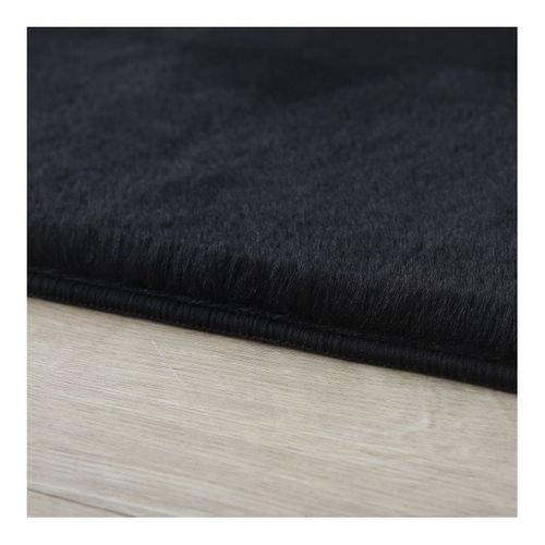 Tapis Uni Doux à Courtes Mèches Hector Noir 60x110