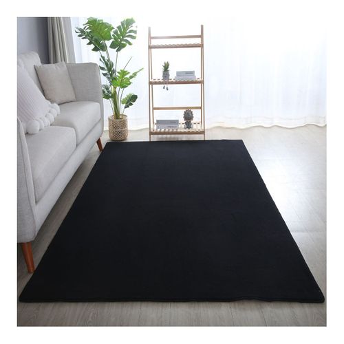 Tapis En Microfibre Doux Uni Antidérapant Lars Noir 240x340