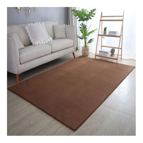 Tapis En Microfibre Doux Uni Antidérapant Lars Marron 240x340
