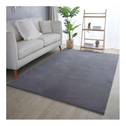 Tapis En Microfibre Doux Uni Antidérapant Lars Gris 80x150