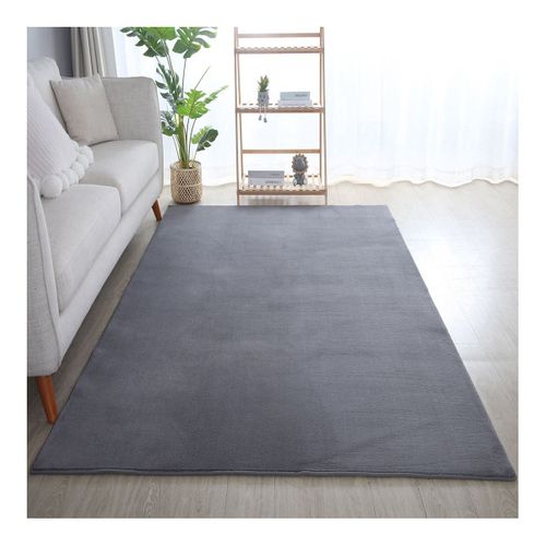 Tapis En Microfibre Doux Uni Antidérapant Lars Gris 200x290