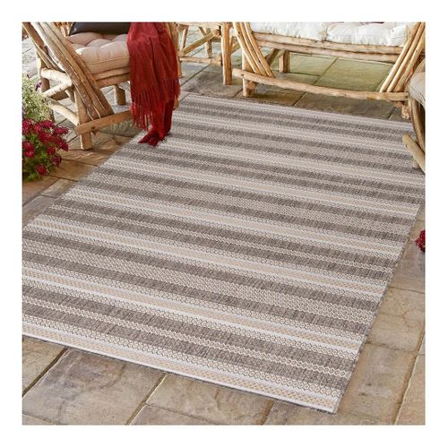 Tapis Plat Intérieur Et Extérieur Rayé Design Oyo Beige 240x340