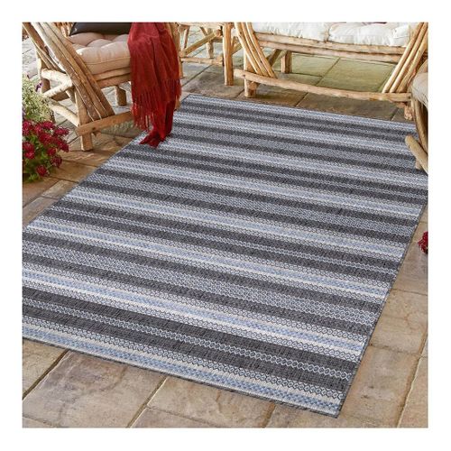 Tapis Plat Intérieur Et Extérieur Rayé Design Oyo Noir 280x370