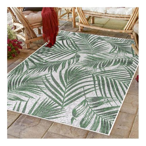 Tapis Vert Plat Floral Intérieur Et Extérieur Assya Vert 240x340