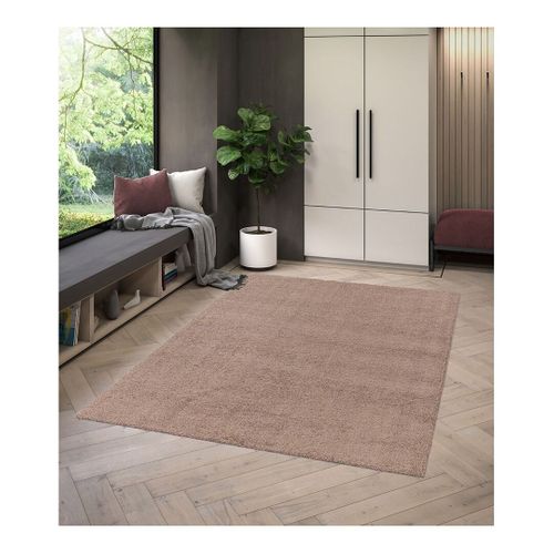 Tapis Rectangle à Courtes Mèches Uni Lavable En Machine Loft Chocolat 140x200