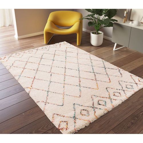 Tapis Berbère Ethnique Shaggy Crème Medina Crème 120x170