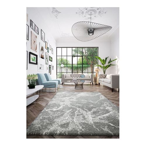 Tapis Shaggy Effet Marbre Design Lana Gris 120x170