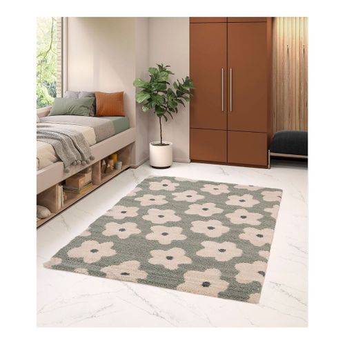 Tapis Vert Floral Design Shaggy Elea Vert 120x170