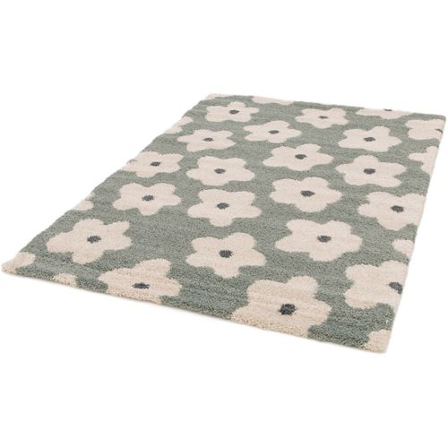 Tapis Vert Floral Design Shaggy Elea Vert 120x170