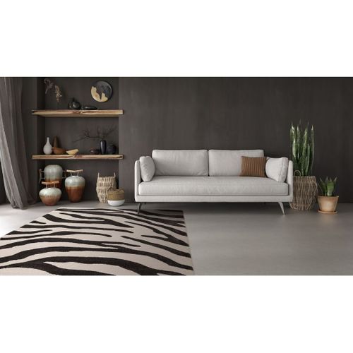 Tapis Moderne Motif Zèbre Rectangle Aloee Noir 160x230