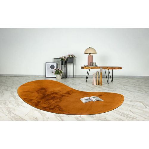 Tapis Original Effet Peau De Mouton Doux Uni Rocco Ambre 160x230