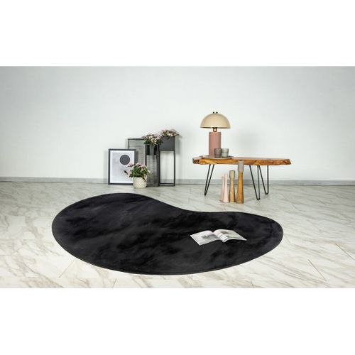 Tapis Original Effet Peau De Mouton Doux Uni Rocco Graphite 160x230