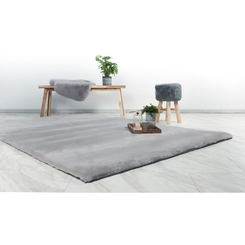 Tapis Effet Peau De Mouton Doux Uni Rocco Argenté 200x290