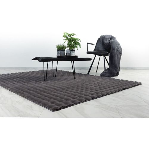 Tapis à Poils Longs Doux Effet 3d Design Beppo Graphite 80x150